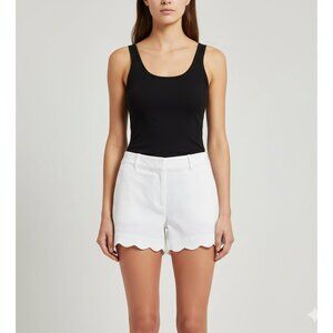 EUC LOFT Women's White Scalloped Shorts 6